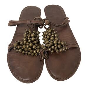 Abercrombie & Fitch Leather Upper Sandals Beady Brown Size 7-8